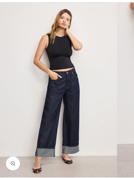 Good American Denim - Good American Wide-Leg Cuffed Dark Indigo Jeans in size 4 NWT